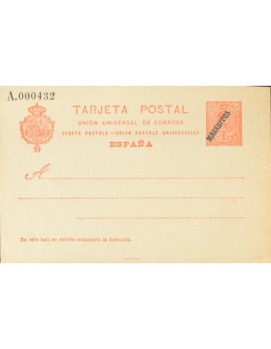 Marruecos. Entero Postal. (*)EP6. 1914. 10 cts naranja sobre Tarjeta Entero Postal. MAGNIFICA.