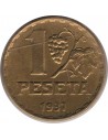 Moneda de España de 1 peseta de 1937 II República