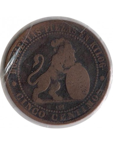 Moneda de España de 5 céntimos de peseta de 1870 I República - Gobierno Provisional