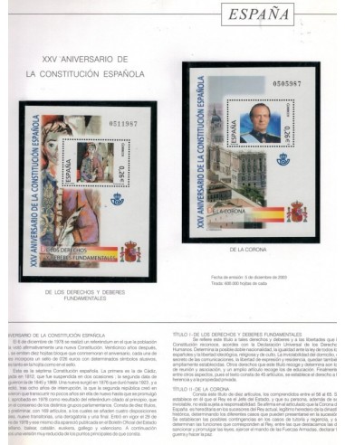 Sellos de España 2003 - XXV Aniversario de la Constitución Española - 2 hojas bloque