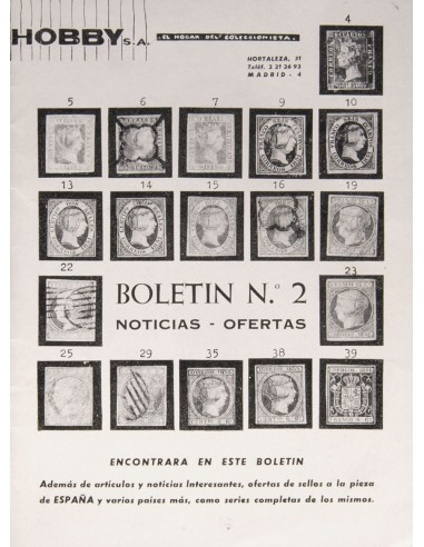 Bibliografía. 1961. EL HOGAR DEL COLECCIONISTA. Hobby, S.A. Boletín Nº2. Artículos y ofertas de sellos. Madrid, 1961.
