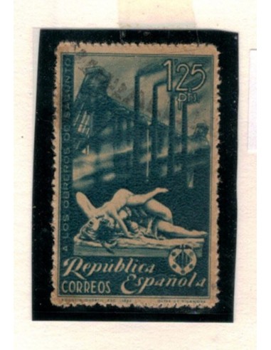 1938. Sello 1,25 pesetas Homenaje a los obreros de Sagunto