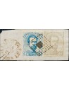 Amadeo I. º119, 122. 1872. 6 cts azul y 12 cts lila gris, sobre fragmento. Matasello ROMBO DE PUNTOS. MAGNIFICA Y RARISIMA COM