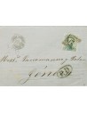 Cataluña. Historia Postal. Sobre 126. 1873. 50 cts verde. SAN FELIU DE GUIXOLS a GENOVA (ITALIA). MAGNIFICA. Ex-Tizón.