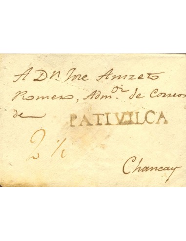 Perú. Sobre . (1847ca). PATIVILCA a CHANCAY. Marca PATIVILCA (Colareta 1). MAGNIFICA.