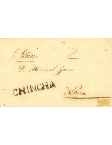 Perú. Sobre . (1836ca). CHINCHA a NASCA. Marca CHINCHA, en negro (Colareta 1). MAGNIFICA.