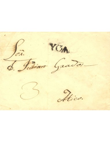 Perú. Sobre . (1836ca). ICA a ATICO. Marca YCA, en negro (Colareta 2). RARA.