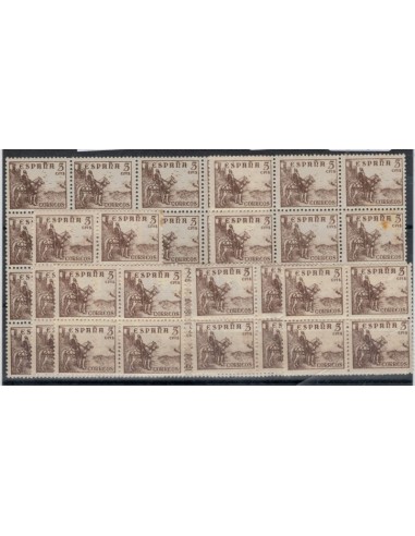 1937-40. Lote sellos del valor de 5 céntimos de la emisión Cifras, Cid e Isabel