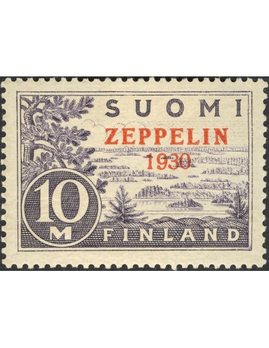 Finlandia, Aéreo. **Yv 1Yv . 1930. 10 m gris violeta. Sobrecargado ZEPPELIN / 1930. MAGNIFICO Y RARO. Yvert 2012: 255 Euros.