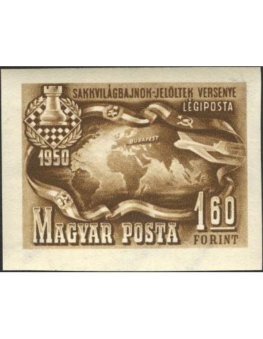 Hungría, Aéreo. **Yv 95. 1950. 160 f sepia. SIN DENTAR. MAGNIFICO. Yvert 2012: 100 Euros.