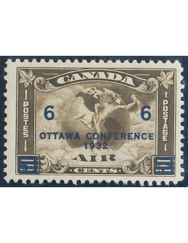Canadá, Aéreo. **Yv 4. 1932. 6 cts sobre 5 cts castaño. MAGNIFICO. Yvert 2013: 52,5 Euros.
