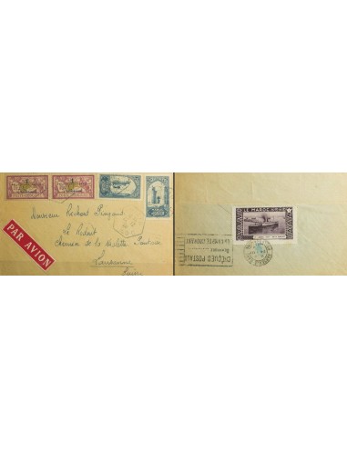 Marruecos Francés. Sobre Yv 36(2), 70(2). 1929. 1 p sobre 1 fr carmín vinoso, dos sellos y 25 cts azul, dos sellos. MRZIG a LA