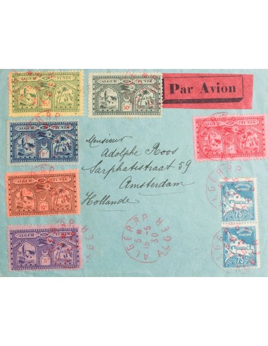 Argelia. Sobre Yv 80A. 1930. 75 cts azul, pareja y serie completa (emitida para conmemorar el 100 aniversario de la anexión fr