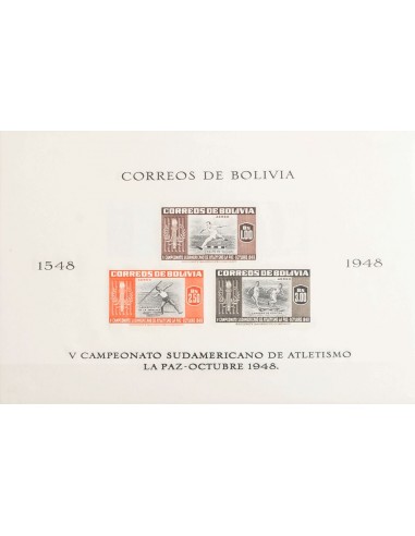 Bolivia, Hoja Bloque. *Yv 11/14. 1951. Hojas bloque. SIN DENTAR. MAGNIFICAS. Yvert 2013: 70 Euros.