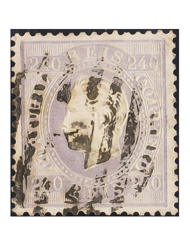 Portugal. ºYv 48. 1870. 240 reis violeta. Dentado 12 ½ (retocado levemente en el margen inferior). BONITO Y MUY RARO. Yvert 20