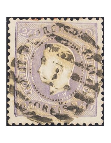 Portugal. ºYv 34. 1867. 240 reis lila. Dentado superior levemente retocado, aun así magnífico aspecto. Yvert 2012: 600 Euros.