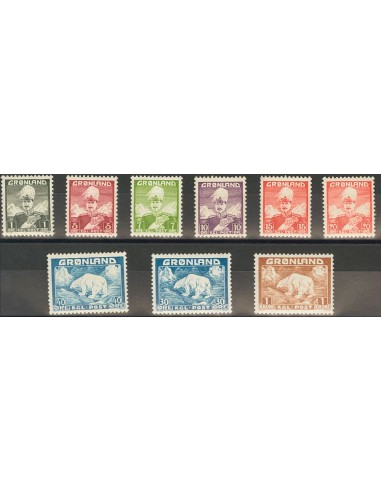 Groenlandia. **Yv 1/9. 1938. Serie completa. MAGNIFICA. Yvert 2014: 120 Euros.