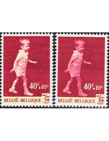 Bélgica. **Yv 1262. 1963. 40 cts + 10 cts lila, ocre y rojo. Variedad SIN COLOR OCRE, en el traje del Príncipe. MAGNIFICO Y RA