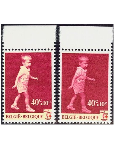 Bélgica. **Yv 1262. 1963. 40 cts + 10 cts lila, ocre y rojo. Variedad SIN COLOR OCRE, en el traje del Príncipe. MAGNIFICO Y RA