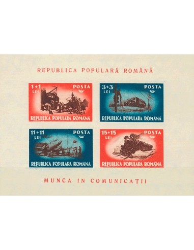 Rumanía, Hoja Bloque. (*)Yv 38. 1948. Hoja bloque (emitida sin goma). MAGNIFICA. Yvert 2013: 32,5 Euros.