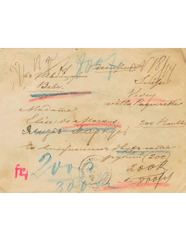 Rusia. Sobre Yv . 1897. Valor Declarado dirigido a VEVEY (SUIZA). En el frente diversas anotaciones y cifras manuscritas, al d