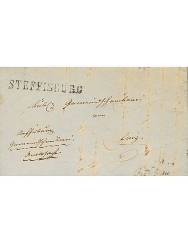 Suiza, Prefilatelia. Sobre Yv . 1857. STEFFISBURG a THUN. Marca STEFFISBURG, en negro. MAGNIFICA.