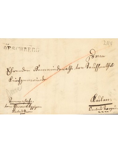 Suiza, Prefilatelia. Sobre Yv . 1853. OESCHBERG a KULM. Marca OESCHBERG, en negro. MAGNIFICA.