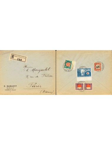 Suiza. Sobre Yv 231/34. 1929. Serie completa. Certificado de GINEBRA a PARIS. MAGNIFICA.