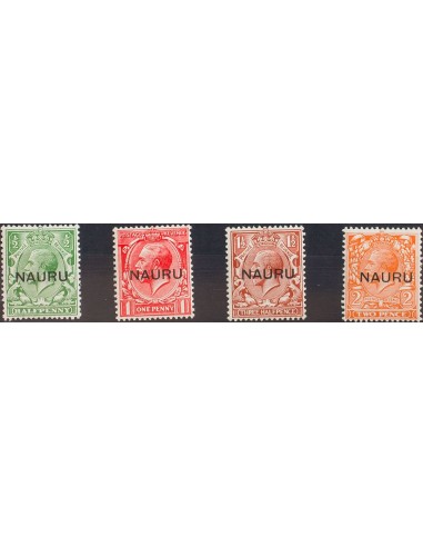 Nauru. *Yv 1/4a. 1923. Serie completa, cuatro valores. Sobrecarga de 13 ½ cm. MAGNIFICA. Yvert 2008: 135 Euros.