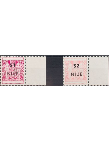Niue. **Yv 104/05b. 1967. 1 $ lila rosa y 2 $ rosa. Sobrecarga "NIVE" (más delgada). MAGNIFICOS. Yvert 2008: 27,5 Euros.
