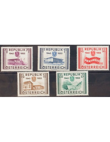Austria. **Yv 845/49. 1955. Serie completa. MAGNIFICA. Yvert 2014: 80 Euros.