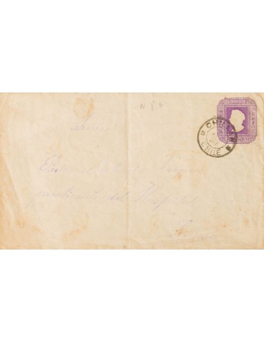 Chile, Entero Postal. Sobre Yv . 1886. 5 ctvos violeta sobre Entero Postal de CHILLAN a LINARES. Matasello CHILLAN / CHILE y a