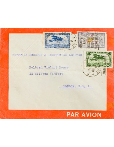 Marruecos Francés. Sobre Yv 52, Aéreo 2, 5. 1923. 2 pts sobre 2 fr violeta, 25 cts azul y 75 cts verde. Sobre de la Compañía L