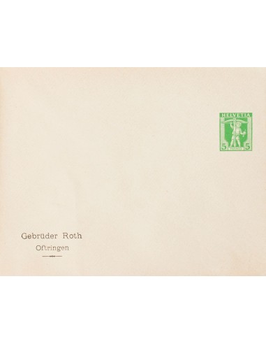 Suiza, Entero Postal. (*)Yv . 1907. 5 cts verde sobre Entero Postal Privado GEBRÜDER ROTH. MAGNIFICO.