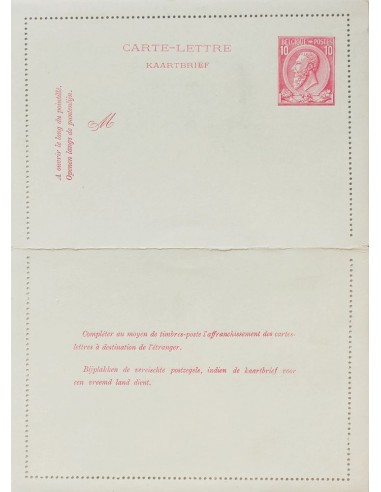 Bélgica, Entero Postal. (*)Yv . 1884. 10 cts rosa sobre Tarjeta Entero Postal. MAGNIFICA.