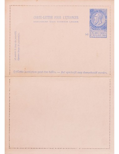 Bélgica, Entero Postal. (*)Yv . 1893. 25 cts azul sobre rosa sobre Tarjeta Entero Postal. MAGNIFICA.