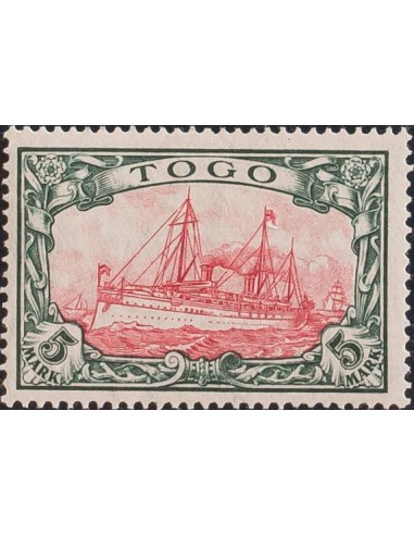 Togo. *Yv 22. 1909. 5 m negro y carmín (Kriegsdruck 26:17). MAGNIFICO Y RARO. (Mi23IIA 220 Euros)