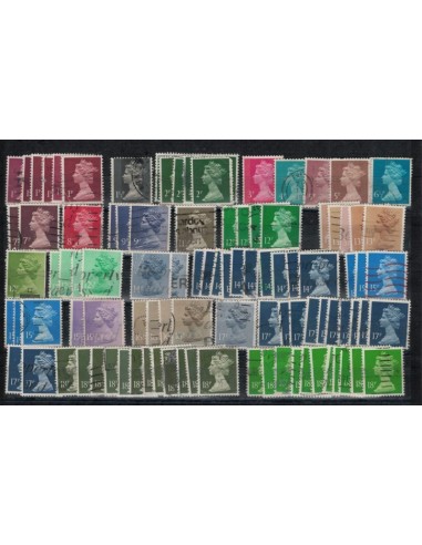 Valores postales de diferentes series de sellos de Gran Bretaña