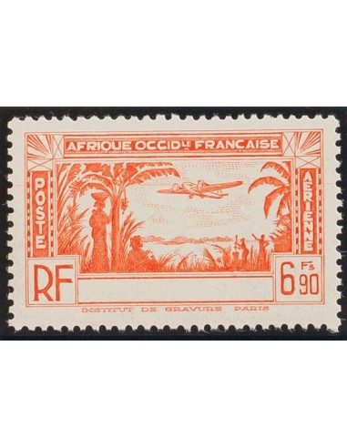 Costa de Marfil, Aéreo. **Yv 5a. 1940. 6´90 f naranja. Sin leyenda COTE D´IVOIRE. MAGNIFICO. Yvert 2013: 100 Euros.
