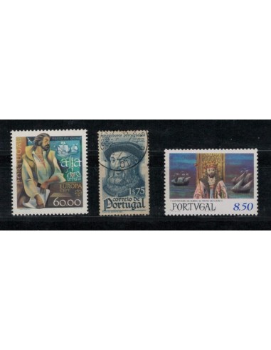 Diferentes valores postales de sellos de Portugal
