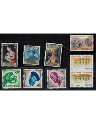 Valores postales de diferentes series de sellos de correo españoles