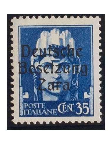 Zara. **Yv 7. 1943. 35 cts azul (Tipo I). MAGNIFICO Y RARO. (Sassone 7) Yvert 2013: 525 Euros.