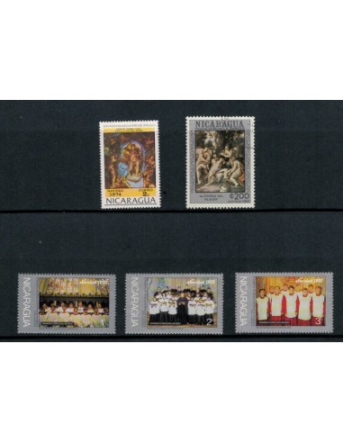 Diferentes valores postales de sellos de Nicaragua