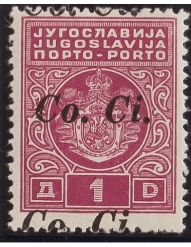 Lubiana-Eslovenia, Ocupación Italiana. *Yv 2. 1941. 1 d rosa lila. Variedad SOBRECARGA DESPLAZADA VERTICALMENTE "A CABALLO". M
