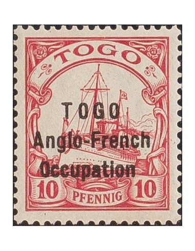 Togo. *Yv 56. 1915. 10 p rojo. MANIFICO Y RARO. (Mi18 300 Euros). Firmado BOTHE BPP.