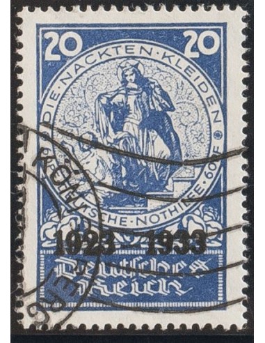 Alemania. ºYv 481. 1933. 20 p+60 p azul. MAGNIFICO Y RARO CON MATASELLO POSTAL. Cert. H. DECHSNER. (Mi510 500 Euros)