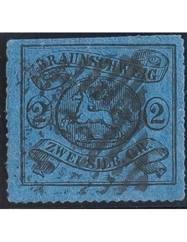Brunswick. ºYv 8b. 1853. 2 g negro sobre azul oscuro. MAGNIFICO Y RARO. (Mi15A 420 Euros)
