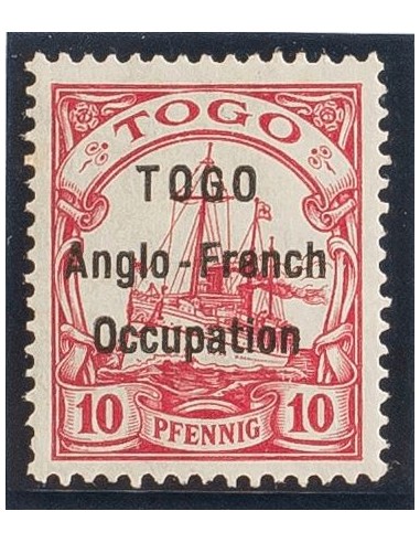 Togo. *Yv 34. 1914. 10 p rojo carmín (Interlineado 3 mm). MAGNIFICO Y RARO. (Mi3I 190 Euros)