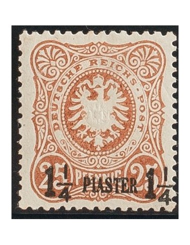 Levante Alemán. *Yv 4. 1884. 1 ¼ pi sobre 25 p castaño amarillo. (Mi4b 160 Euros)