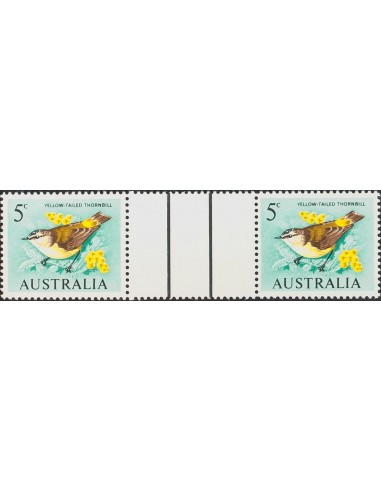 Australia. **Yv 323A(2). 1966. 5 cts multicolor, pareja con INTERPANEL. MAGNIFICA. (SG386)